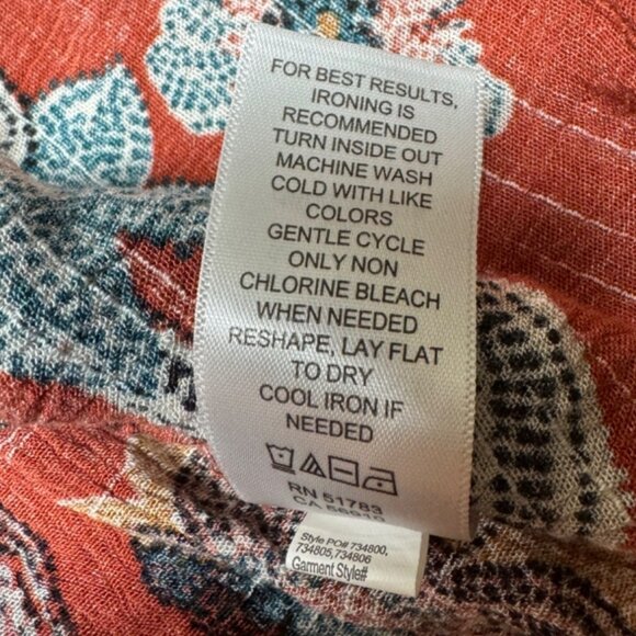 Maurices XL Floral Lace-Trim Tank Top Rust/Cream Boho Style Rayon Womens Blouse - Picture 5 of 5